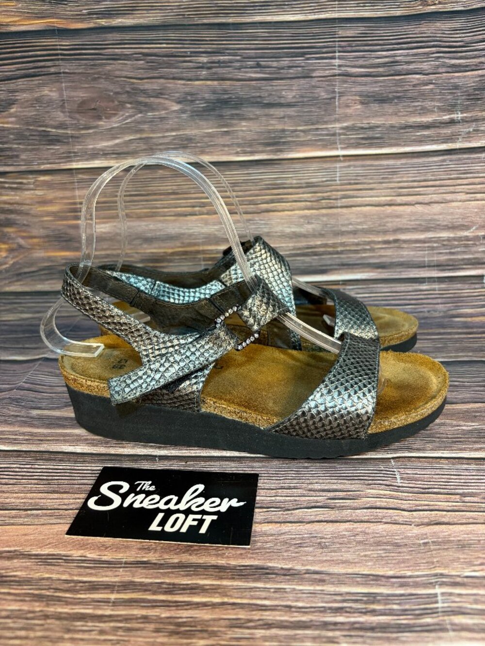 Naot Pamela Sandals‎ Women's Silver Metallic Wedge Strap Size 7